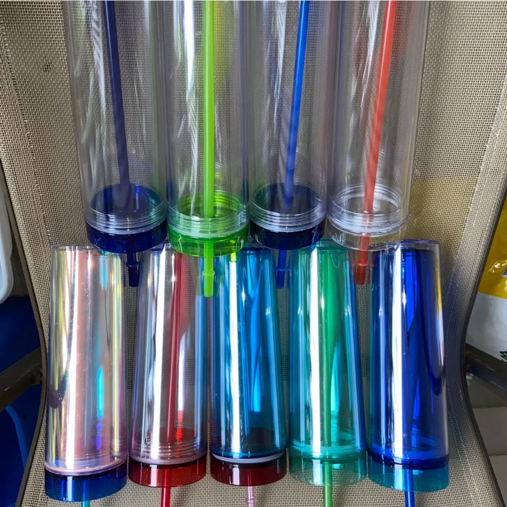 Mixed Brands of Colorful Tumbler w/9pcs. & Straws-Used w/Some Lite Wash & Wear